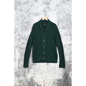 Rag & Bone Emerald Green Cotton Wool Knit Shawl Cardigan Sweater